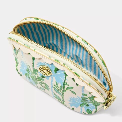 حقيبة بسحاب من الجلد النباتي من ليلي بوليتزر مع حافة صدفية، حافظة أقلام لطيفة للبالغين، حقيبة أدوات الزينة للسفر، حقيبة صغيرة للإمدادات، المكياج أو أدوات الزينة (Swayin in the Breeze) in Kuwait