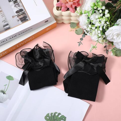 Black Cotton Knee High Socks, Elegant Knee High Black Socks, Soft Sock Stockings for Lolita in Saudi Arabia