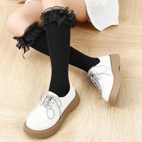 Black Cotton Knee High Socks, Elegant Knee High Black Socks, Soft Sock Stockings for Lolita in Saudi Arabia