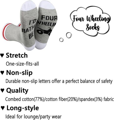 PWHAOO Four Wheeler Gift Socks - I'd Rather Be Four Wheeling - TV Quad ATV Riding Gift in Saudi Arabia