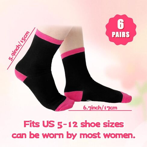 6 أزواج من الجوارب النسائية، جورب مضحك كهدايا للأم من الابنة والبنت، جوارب مبتكرة لعيد الأم، هدايا، أفكار هدايا، عيد الميلاد، عيد الميلاد (وردي وأسود) in Kuwait