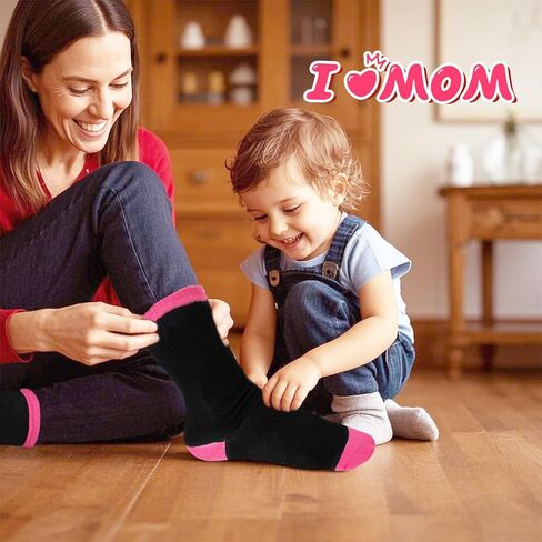 6 أزواج من الجوارب النسائية، جورب مضحك كهدايا للأم من الابنة والبنت، جوارب مبتكرة لعيد الأم، هدايا، أفكار هدايا، عيد الميلاد، عيد الميلاد (وردي وأسود) in Kuwait