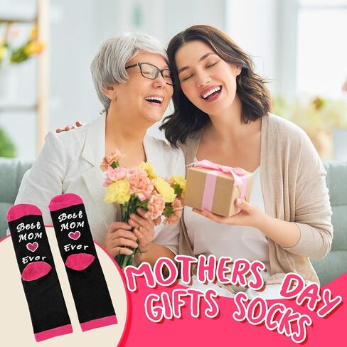 6 أزواج من الجوارب النسائية، جورب مضحك كهدايا للأم من الابنة والبنت، جوارب مبتكرة لعيد الأم، هدايا، أفكار هدايا، عيد الميلاد، عيد الميلاد (وردي وأسود) in Kuwait