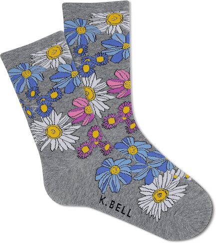 جوارب K. Bell للسيدات من Springtime Floral Crew، زوج واحد، رمادي منقط متوسط، للسيدات 9-11 in Saudi Arabia