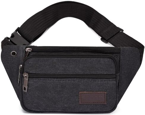 Multi-Pockets Outdoor Travel Canvas Chest Shoulder Bag Large Capacity Men Black in Saudi Arabia