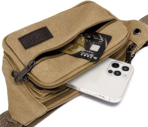 Multi-Pockets Outdoor Travel Canvas Chest Shoulder Bag Large Capacity Men Black in Saudi Arabia