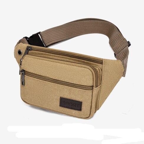 Multi-Pockets Outdoor Travel Canvas Chest Shoulder Bag Large Capacity Men Black in Saudi Arabia