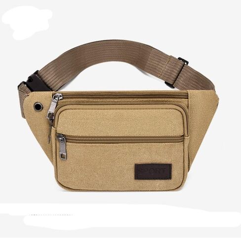 Multi-Pockets Outdoor Travel Canvas Chest Shoulder Bag Large Capacity Men Black in Saudi Arabia