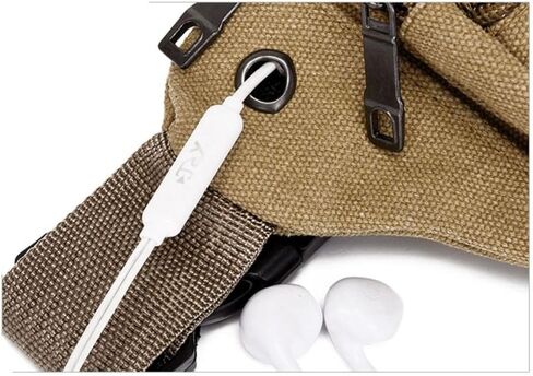 Multi-Pockets Outdoor Travel Canvas Chest Shoulder Bag Large Capacity Men Black in Saudi Arabia