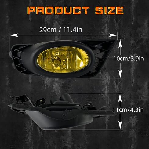 Fog Lights Assembly Replacement for 2009 2010 2011 Honda Civic Sedan, Front Bumper Driving Fog Lamps with Wire Harness for Passenger and Driver Side (Amber Lens) in Saudi Arabia