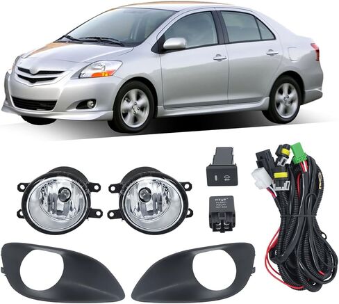 Silscvtt 2 قطعة مصابيح الضباب الأمامية مجموعة مصابيح بديلة لـ Yaris 4Dr 2007 2008 2009 2010 2011 الجانب الأيسر والأيمن مع مفتاح الحافة 8122-0D041 in Saudi Arabia
