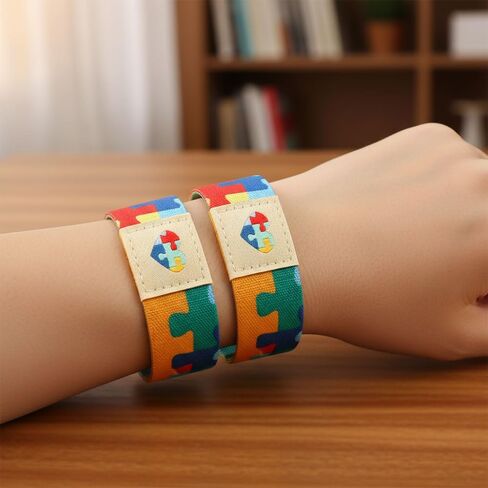 Autism Awareness Bracelet, Autism Bracelet Accessories for Adults Women Men, Colorful Elastic Adjustable Wristband Jewelry for Autism Awareness Birthday Decorations Party Favor Gift Supplies in Saudi Arabia