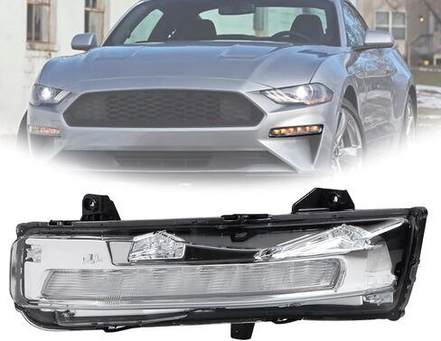 إشارة الانعطاف بدون مجموعة عدسات جهاز العرض متوافقة مع 2018-2023 Ford Mustang Ecoboost جانب السائق الأيسر والجانب الأيمن للركاب المصد الأمامي ضوء الضباب DRL استبدال JR3Z13201B FO2521197 JR3Z13200B in Saudi Arabia
