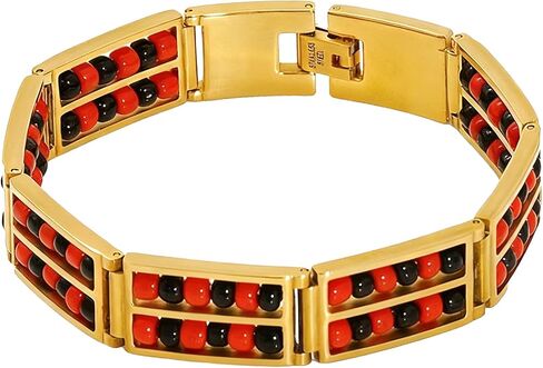 Babalawo Orula Protection Bracelet for Men and Women, 18K Gold Plated Stainless Steel Double Row Natural Stone Beaded Bracelet, Yoruba Orisha Spiritual Jewelry Gift in Kuwait