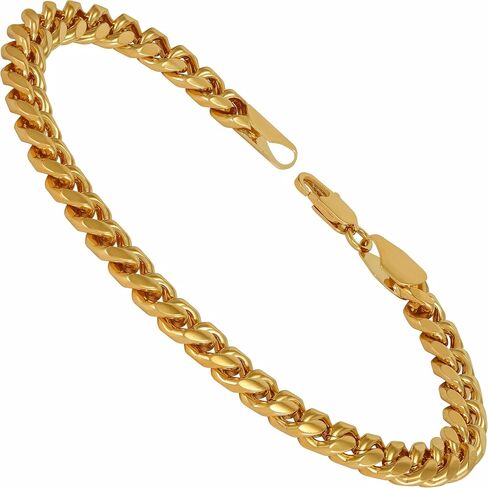 LIFETIME JEWELRY Gold Cuban Link Bracelet For Men & Women - 24K Real Gold Plated - Heavy-Duty Clasp - Lifetime Replacement Promise - 7mm - 7, 8, 9 inches in Saudi Arabia