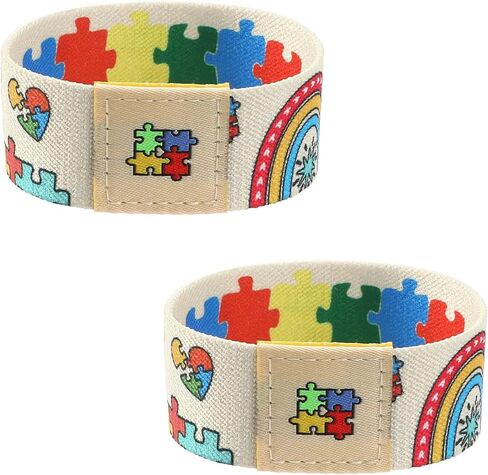 Autism Awareness Bracelet, Autism Bracelet Accessories for Adults Women Men, Colorful Elastic Adjustable Wristband Jewelry for Autism Awareness Birthday Decorations Party Favor Gift Supplies in Saudi Arabia