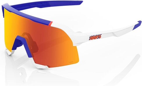 100% S3 Sport Performance Cycling Sunglasses - Soft Tact Blue/White - HiPER Red Multilayer Mirror Lens in Saudi Arabia