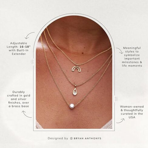 قلادة برايان أنتوني ترايب داينتي فريندشيب للنساء - قلادة قلادة أنيقة، لمسة نهائية مطلية بالذهب عيار 14 قيراط على النحاس، مجوهرات يومية خالية من النيكل، سلسلة طبقات، هدية على شكل سفر صيفي للشاطئ لها in Kuwait