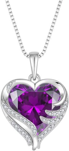 STARCHENIE Angel Wings Necklaces for Women, 925 Sterling Silver Love Heart Pendant Birthstone Jewelry in Saudi Arabia