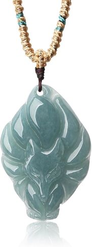 Real Jade Fox Queen Pendant For Women Men Lucky Nine Tailed Fox Charm Genuine Certifited Jadeite Stone Jewelry Amulet Protection in Saudi Arabia