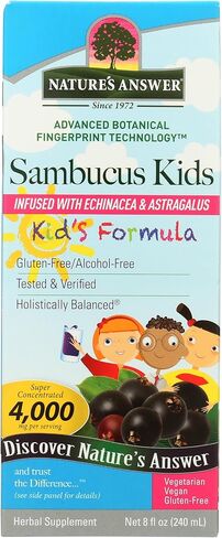 Nature's Answer Sambucus Elderberry Syrup for Kids 8 Fluid Ounces |Immune Support Booster | Kosher Certified | Gluten-Free | No Artificial Flavors or Preservatives | Single Count in Kuwait