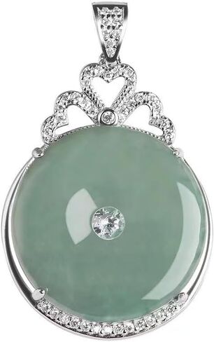 Timeless Natural Green Jade Necklace - Fashionable Diamond Inlaid Peace Buckle Pendant - Symbolizes Harmony & Protection - A Unique & Treasured Gift in Saudi Arabia