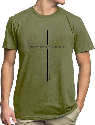 Christian Shirts Men Faith T Shirt Vintage Cross Printed Religious Inspirational Bible Verse Tee Tops in Saudi Arabia