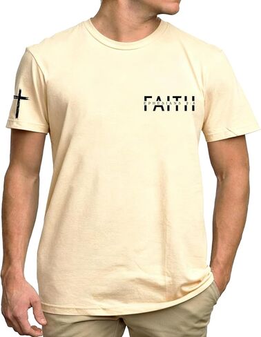 Christian Shirts Men Faith T Shirt Vintage Cross Printed Religious Inspirational Bible Verse Tee Tops in Saudi Arabia