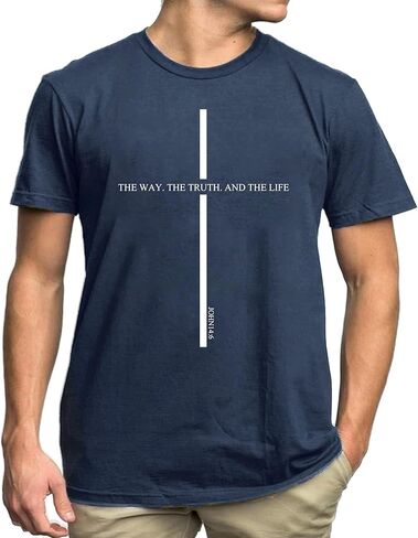 Christian Shirts Men Faith T Shirt Vintage Cross Printed Religious Inspirational Bible Verse Tee Tops in Saudi Arabia