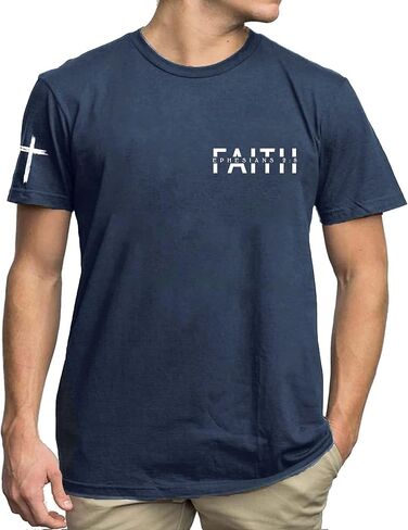 Christian Shirts Men Faith T Shirt Vintage Cross Printed Religious Inspirational Bible Verse Tee Tops in Saudi Arabia