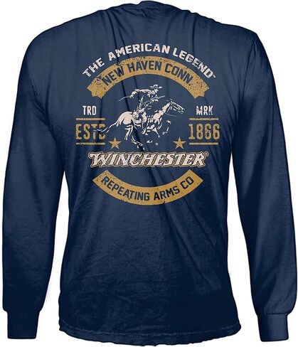 تي شيرت قطني بأكمام طويلة مطبوع عليه The American Rider Rider من Winchester Official للرجال والنساء والجنسين in Kuwait