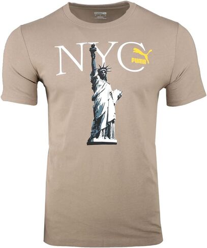 PUMA Mens NYC Liberty Crew Neck Short Sleeve Casual Tops Casual - Beige in Saudi Arabia