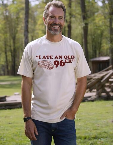 The Great Outdoors Old 96er Steak Challenge T-Shirt for Men - Retro 80s Comedy Movie Unisex Tee - Vintage John Candy in Saudi Arabia