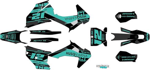 Graphics Kit for Husqvarna TC125, TC250, FC250, FC350 and FC450 (2019-2022) Splash Series Teal-shift 16 Mil - Dirt bike Custom Racing Graphics Decals Stickers Kit, no-plastics in Saudi Arabia
