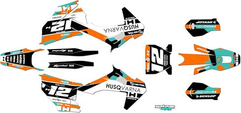 Graphics Kit for Husqvarna TC125, TC250, FC250, FC350 and FC450 (2019-2022) Splash Series Teal-shift 16 Mil - Dirt bike Custom Racing Graphics Decals Stickers Kit, no-plastics in Saudi Arabia