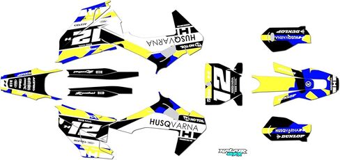 Graphics Kit for Husqvarna TC125, TC250, FC250, FC350 and FC450 (2019-2022) Splash Series Teal-shift 16 Mil - Dirt bike Custom Racing Graphics Decals Stickers Kit, no-plastics in Saudi Arabia