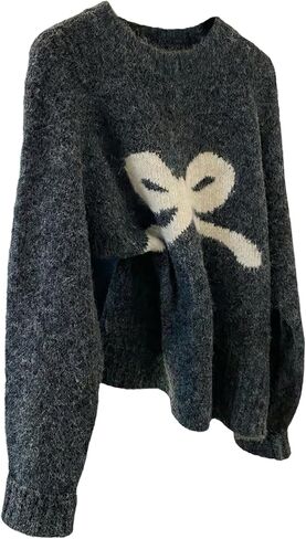 Verdusa Women's Coquette Bow Cozy Sweaters Fall Pullovers Raglan Sleeve Knit Tops in Saudi Arabia