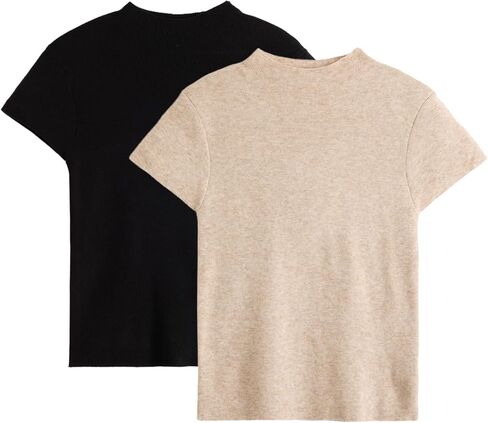 Verdusa Women's 2 Pack Summer Sweaters Cap Sleeve Mock Neck Pullover Dressy Knit Tops Business Casual Outfits in Saudi Arabia