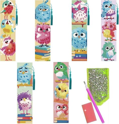 benikmake 6pcs Wolf Diamond Bookmark DIY Diamond Art Bookmarks Kit with Crystal Pendant Tassel for Reading Lovers Beginner Craftsman Colorful 1.96x7.87in in Saudi Arabia