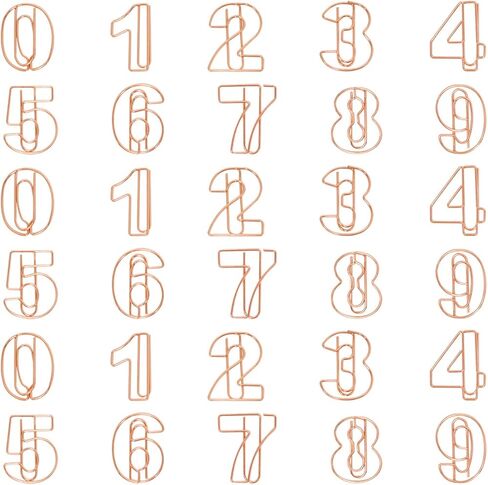 Honbay 30PCS Rose Gold Paper Clips Decorative 0-9 Number Paperclips Small Bookmark Clips for Home School Office or Wedding Decoration in Kuwait