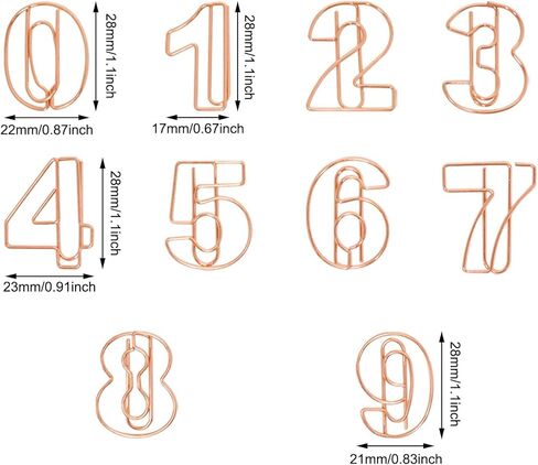Honbay 30PCS Rose Gold Paper Clips Decorative 0-9 Number Paperclips Small Bookmark Clips for Home School Office or Wedding Decoration in Kuwait