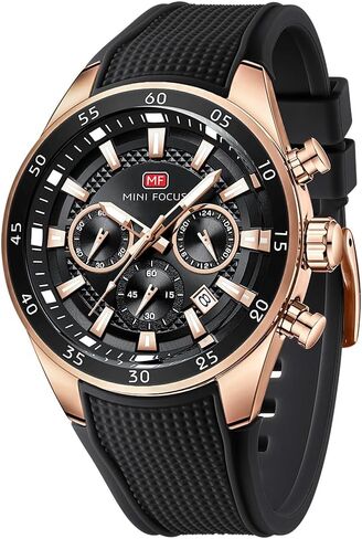 MINI Focus Men Watches Unique Casual Wristwatch (Chronograph/Waterproof/Luminous/Calendar/24 Hours) Silicon Band Fashion Watches for Men in Kuwait