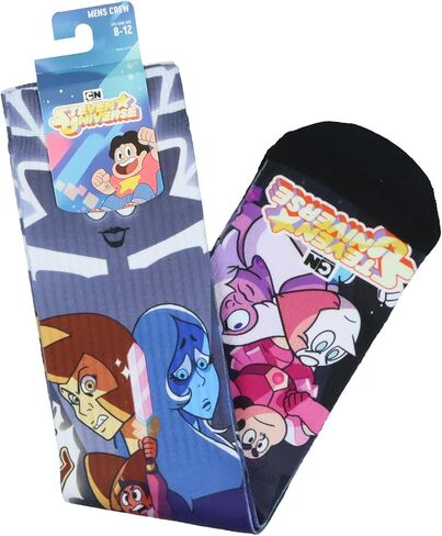 Steven Universe Socks Men's Garnet Amethyst Pearl Sublimated Crew Sock Fits Shoe Size 8-12 in Saudi Arabia
