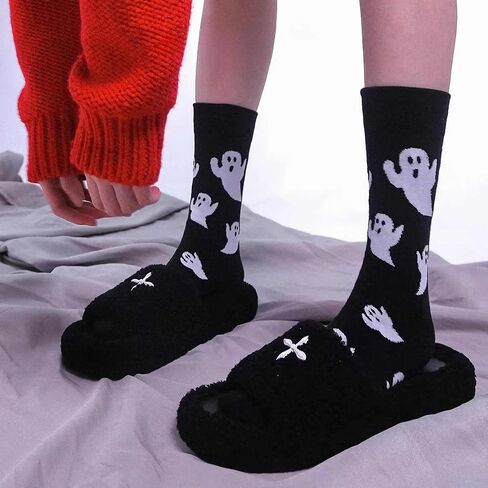 جوارب شبح الهالوين للسيدات، جوارب طاقم رعب مبتكرة للرجال، جوارب برسومات غير تقليدية باللونين الأسود والأبيض قطعتان in Kuwait