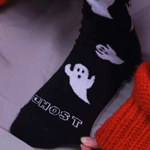 جوارب شبح الهالوين للسيدات، جوارب طاقم رعب مبتكرة للرجال، جوارب برسومات غير تقليدية باللونين الأسود والأبيض قطعتان in Kuwait