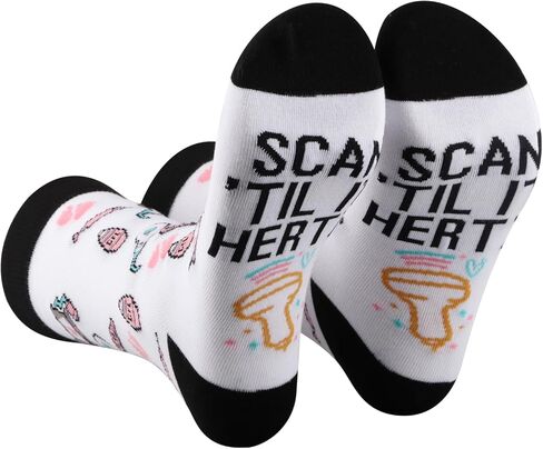 PXTIDY 2 Pairs Scan Til' It Hertz Sonography Nurse Gift Sonographer Socks Ultrasound Technologist Gift Radiology Socks in Saudi Arabia