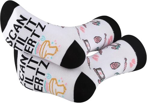 PXTIDY 2 Pairs Scan Til' It Hertz Sonography Nurse Gift Sonographer Socks Ultrasound Technologist Gift Radiology Socks in Saudi Arabia