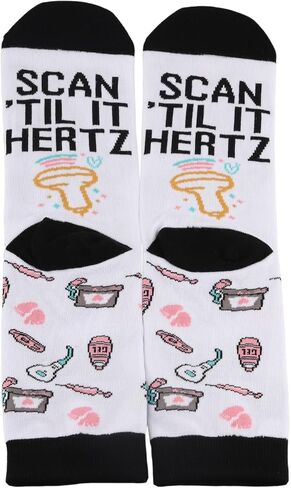PXTIDY 2 Pairs Scan Til' It Hertz Sonography Nurse Gift Sonographer Socks Ultrasound Technologist Gift Radiology Socks in Saudi Arabia