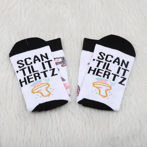 PXTIDY 2 Pairs Scan Til' It Hertz Sonography Nurse Gift Sonographer Socks Ultrasound Technologist Gift Radiology Socks in Saudi Arabia
