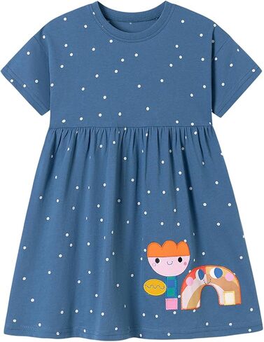 Youlebao Toddler Girls Casual Elegant Short Sleeve Dress for Summer Outfit in Kuwait